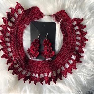 Handmade Crochet Necklace and Earring Set